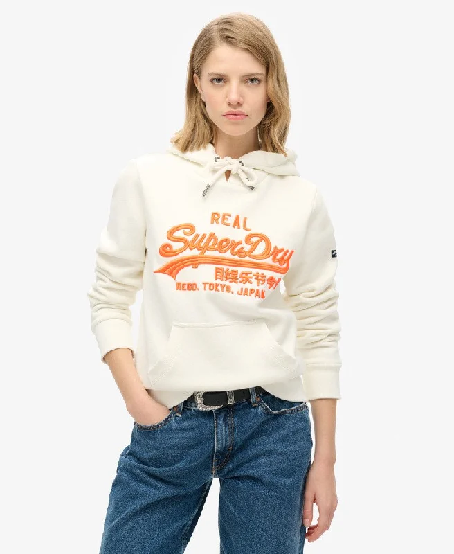 Rustic Countryside Charm Look Neon Vl Emb Graphic Hoodie | Winter White