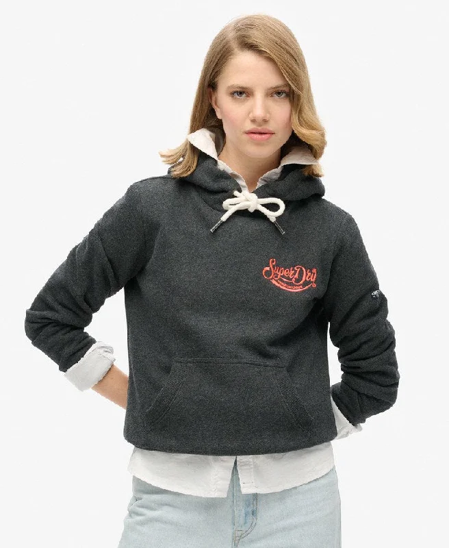 Tropical Island - Inspired Attire Neon Embroidered Graphic Hood | Charcoal Marle