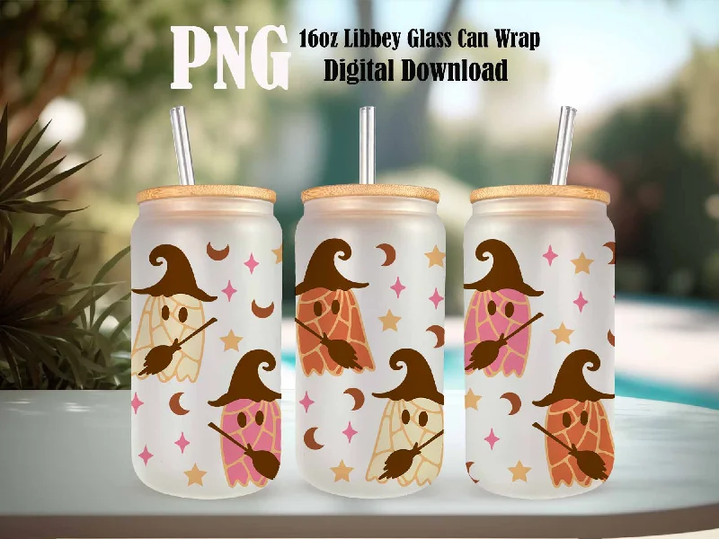 Time-Sensitive Drinkware Offers Spooky Conchas 16oz Libbey Glass Can, Witch Mexican Pan Dulce Ghost, Dia de Muertos Template, Conchas Ghost, Cafecito Png Digital Download