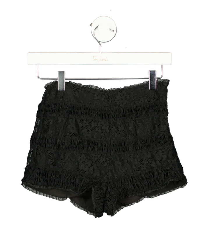 Beat The Heat In Tropical Styles Mistress Rocks Black Lace Mini Skirt UK S