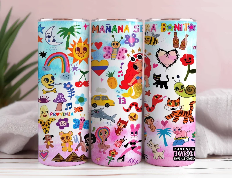 Drinkware Offers Karol New Album Cover Mañana Será Bonito 20oz Sublimation Tumbler Wrap, Manana Sera Bonito Tumbler Wrap PNG