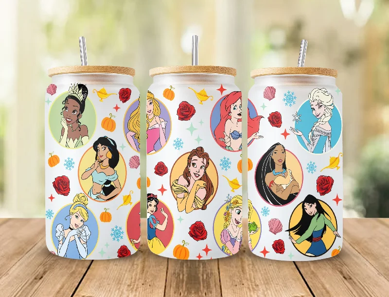 Limited-Time Drinkware Deals Princess 16oz, Cartoon Tumbler Wrap, Princess Tumbler, 16oz Libbey Can Glass, Cartoon Tumbler, Can Glass Png Download, Full Tumbler Wrap
