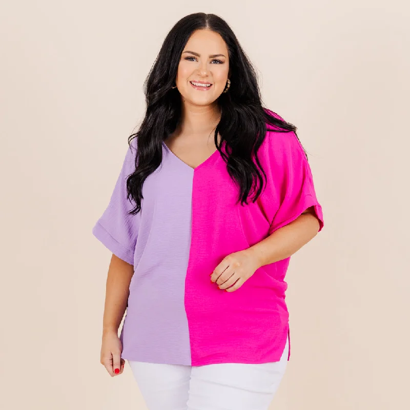 Mother's Day Special Double Dose of Color Top, Lilac/Hot Pink