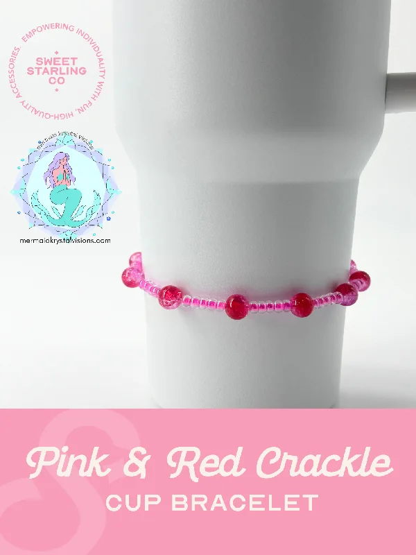 Christmas Drinkware Sale Pink and Red Crackle Cup Bracelet