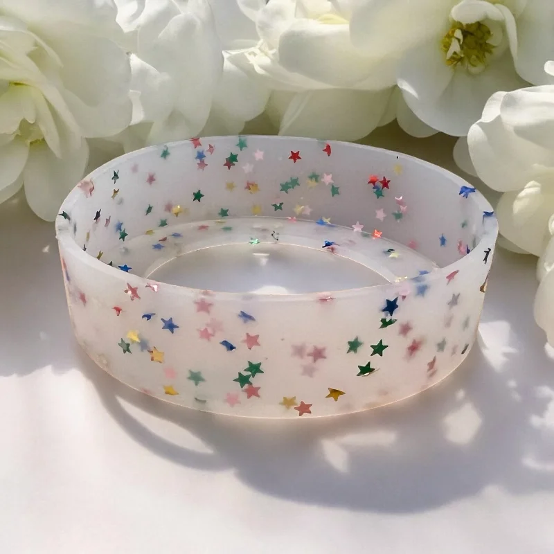 Holiday Drinkware Discount Transparent Star Confetti 7.25 cm Silicone Tumbler Bumper