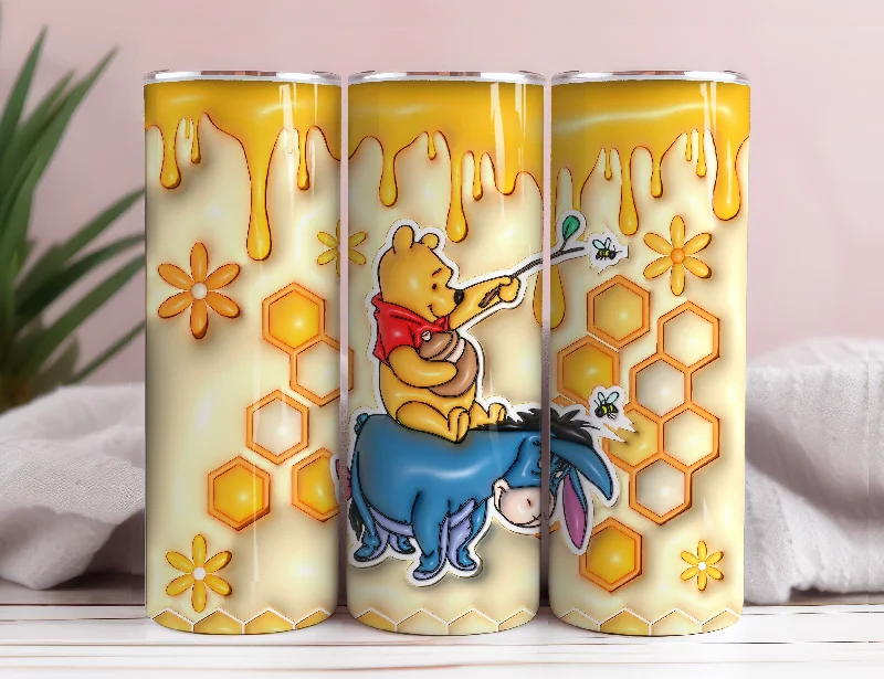 Insulated Mugs Offer 3D Inflated Cartoon Tumbler Wrap, Pooh Tumbler, 3D Winnie Inflated Tumbler Wrap, Puffy Pooh Bear Tumbler, 20oz tumbler PNG Download 7