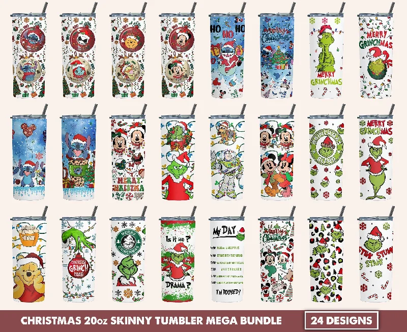 Travel Drinkware Sale Christmas Tumbler Bundle, 20oz Skinny Straight, 20oz Christmas Tumbler, Christmas Tumbler Wrap, Tumbler Wrap Png, Digital Download