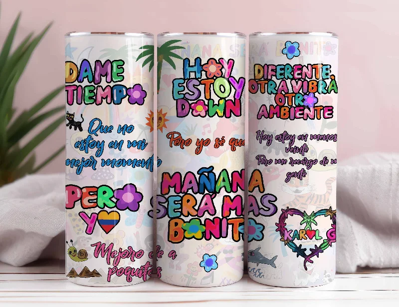 Drinkware Bundle Deal Karol G manana sera bonito 20oz tumbler, Karol G PNG file, Karol G Tumbler Wrap, Manana Sera Bonito PNG, Karol New Album Mañana Será Bonito 20oz