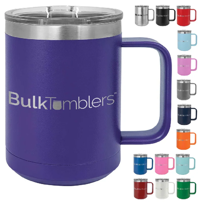 Tumbler Deals 15 oz  Stainless Steel Insulated  Coffee Mug Personalized  Laser Engraved Logo Slider Lid