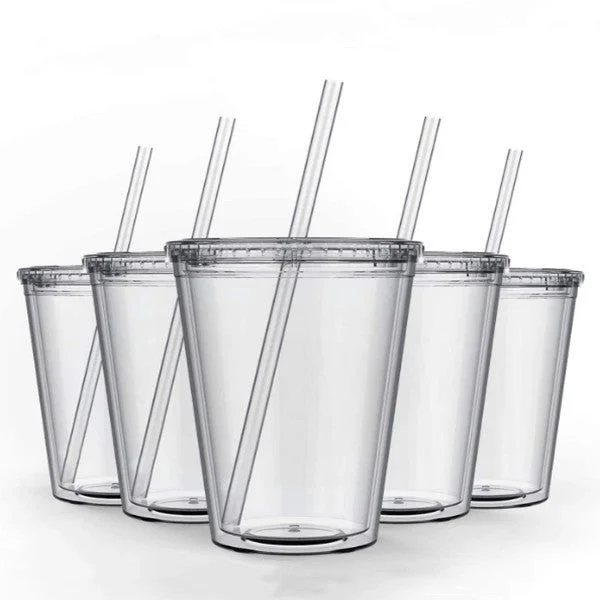 Elegant Glassware Sale Case of 30pk / 60pk 350ml/12oz double wall acrylic tumbler with straw