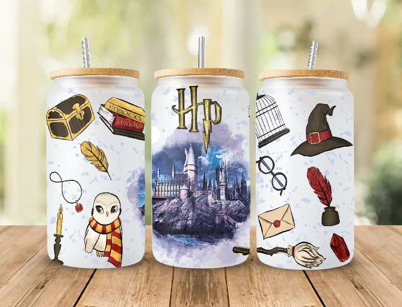 Glassware Deals Potterhead PNG, Libbey Glass PNG, 16oz Can Glass png, Can Glass Wrap PNG, 16oz Coffee Glass png, Libbey png, Magic Can Glass Full Wrap png