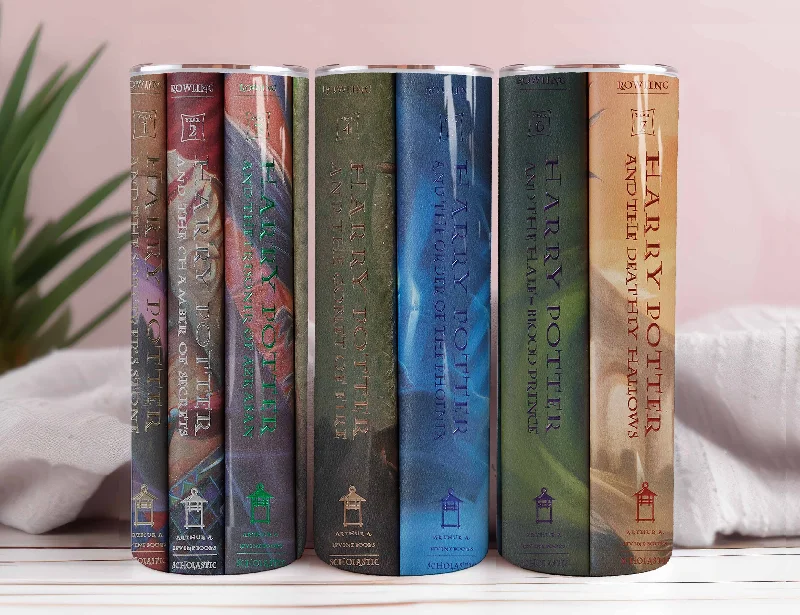 Stainless Steel Mugs Harry Potter Books 20oz  Tumbler PNG, Hogwarts Alumni, Magic Wand Symbol, Wizardy Houses
