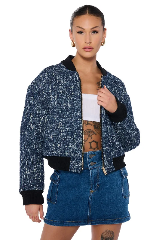 Valentine's Special MICRO DENIM WEAVE BOMBER JACKET