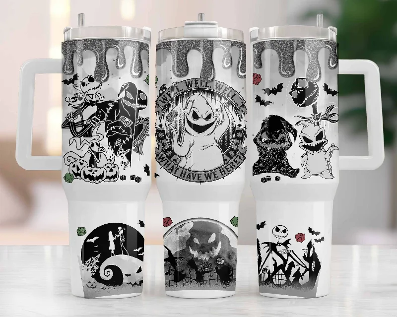 Premium Glassware Horror Halloween 40oz, Full Tumbler Wrap, Horror Character Tumbler, Halloween Tumbler, Nightmare 40oz, Spooky Season, Handle Tumbler 40oz