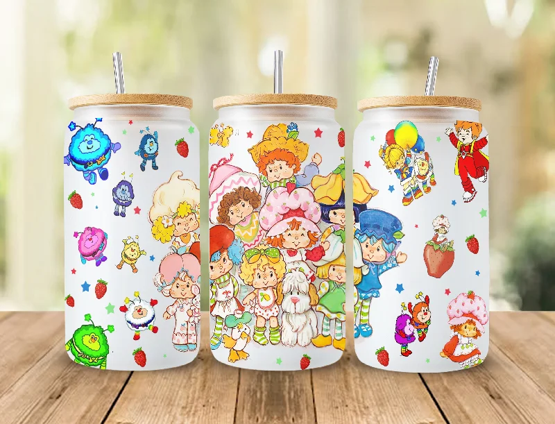 Holiday Drinkware Discount 80s Cartoon Can Glass, 16oz Can Glass Wrap Design PNG, Retro Cartoon 80s Tumbler, 80s cartoons png,Retro 80s cartoons Tumbler Wrap, Png 2
