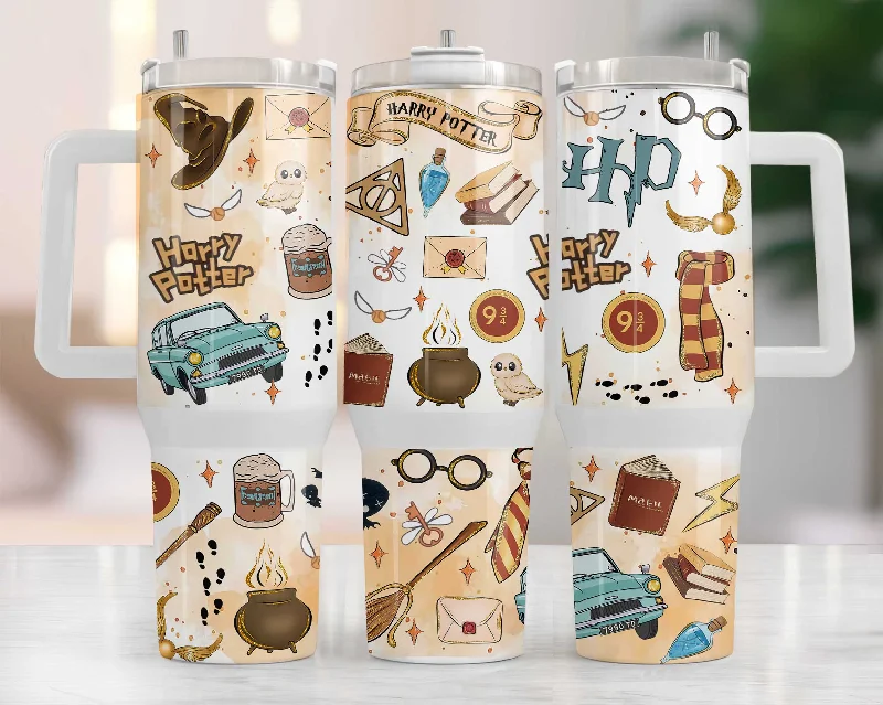 Travel Mugs Offer Harry Potter 40oz Tumbler PNG, Hogwarts Alumni, Magic Wand Symbol, Wizardy Houses