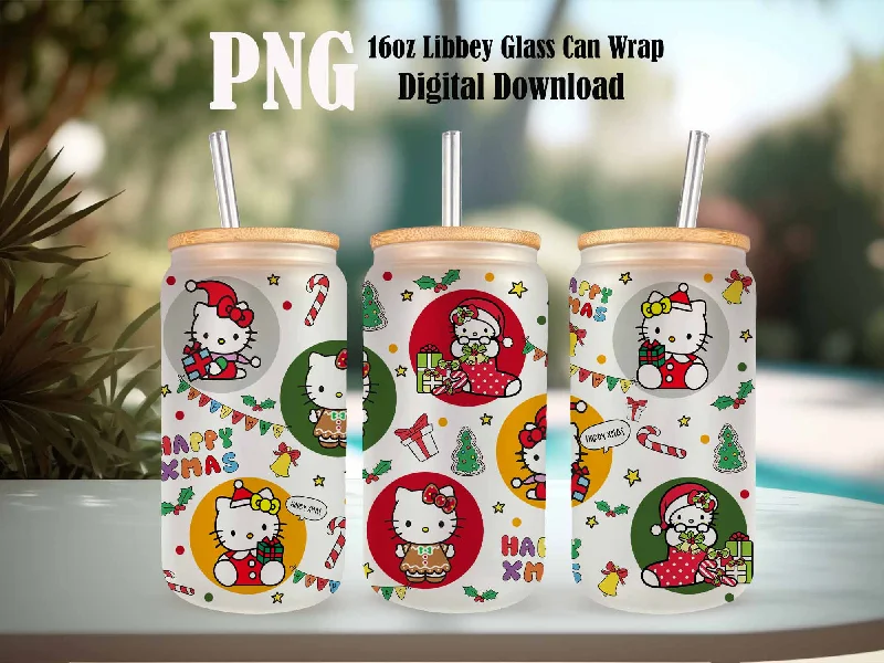 Drinkware Bundle Offer Kitty and Friends Pink Cat PNG, 16oz Glass Can Wrap, 16oz Libbey Can Glass, Easter Tumbler Wrap, Full Glass Can Wrap, Cartoon Tumbler