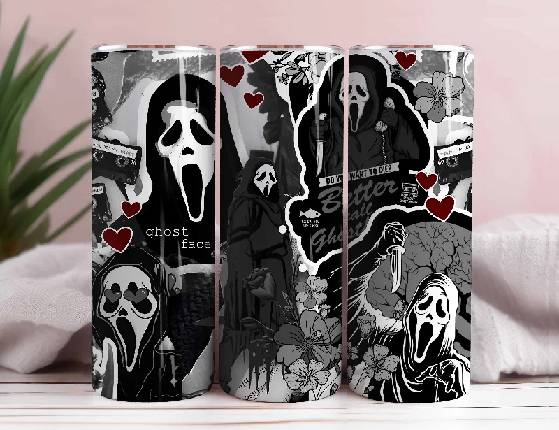Decorative Glassware Horror Tumbler Wrap, Scary Movie Tumbler, Horror Tumbler Wrap, 20oz Skinny Tumbler, Horror Character, Halloween Tumbler, Png Download