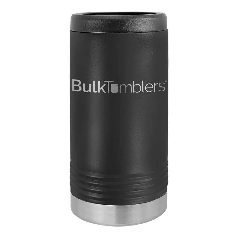 Drinkware Promotions Promo Personalized Skinny Beverage Holder for Slim Can w Logo Laser Engraved on Insulated Stainless Steel