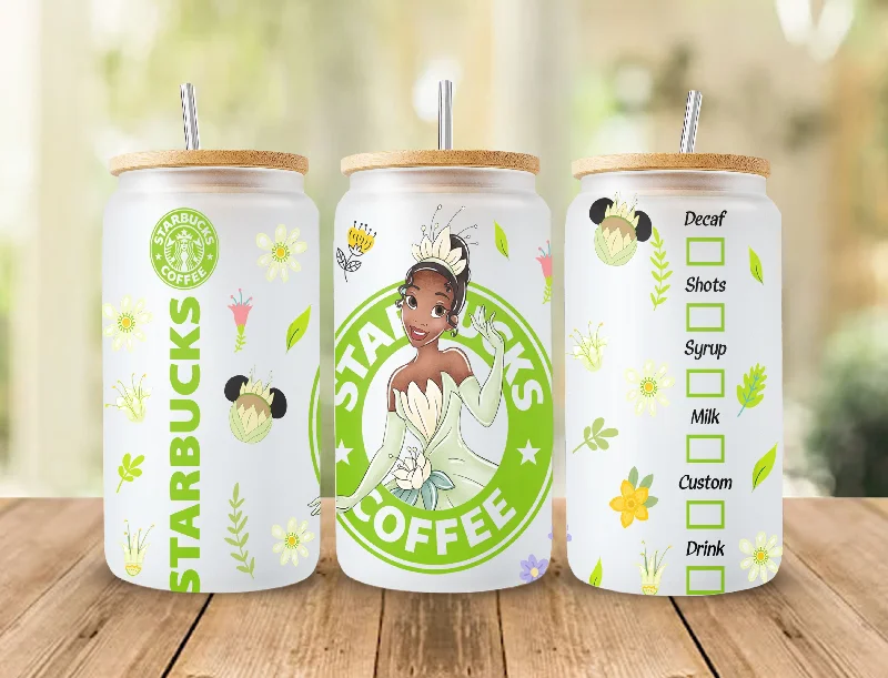 On-The-Go Drinkware Princess Tumbler, Princess Glass Wrap, 16oz Glass Can Png, Libbey Can Glass 16oz, Princess Starbucks Wrap, Princess Png, Princess Images 8