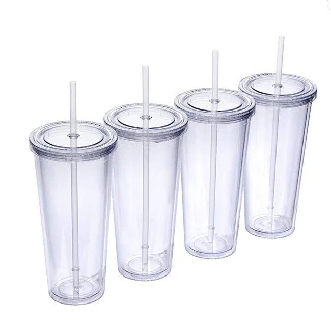 Drinkware Gift Ideas Case of 25pk 650ml/22 OZ  Plastic Tumbler Double Wall Acrylic Classic Cone Tumblers