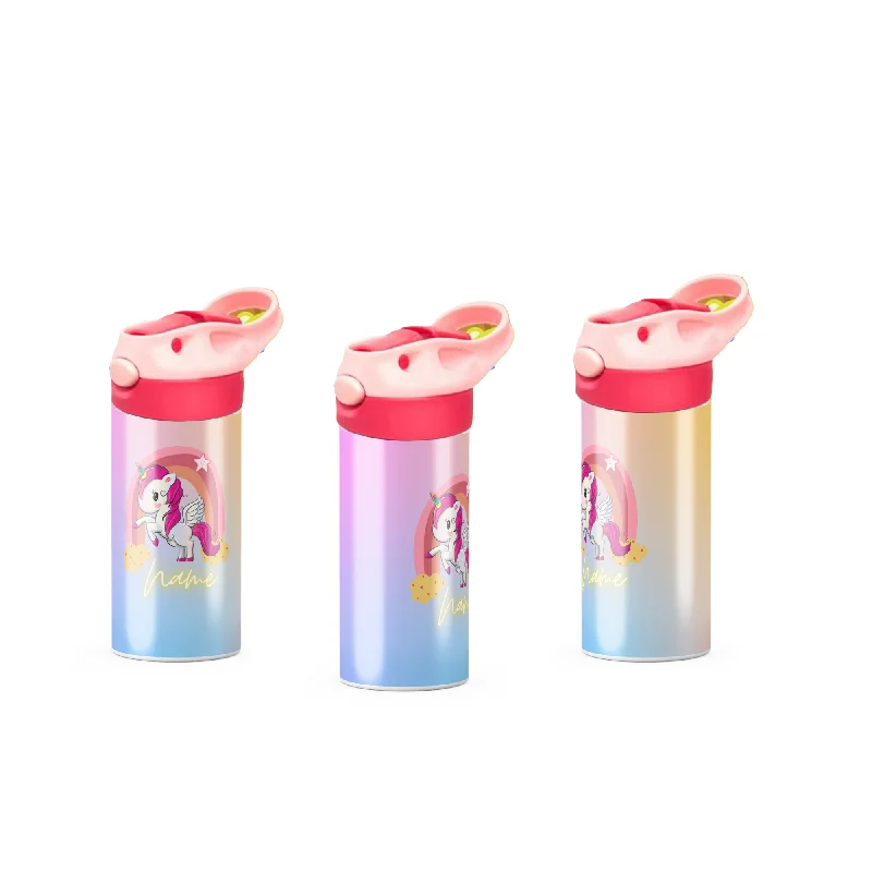Step Ahead, Lead The Trend Unicorn 12oz Kids Tumbler, Kids Customized Tumbler with One-click Pop-up Straw and Handle, Children Sublimation Cups for Milk, Soda, Juice, Drinks