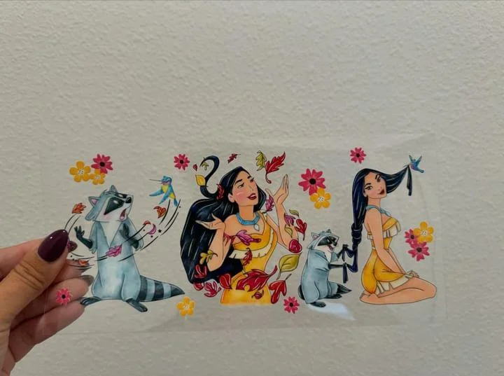 Eco-Friendly Drinkware Sale Disney Pocahontas Raccoon UV DTF Wrap Transfer 16oz | No Heat Needed | Waterproof | Permanent Adhesive