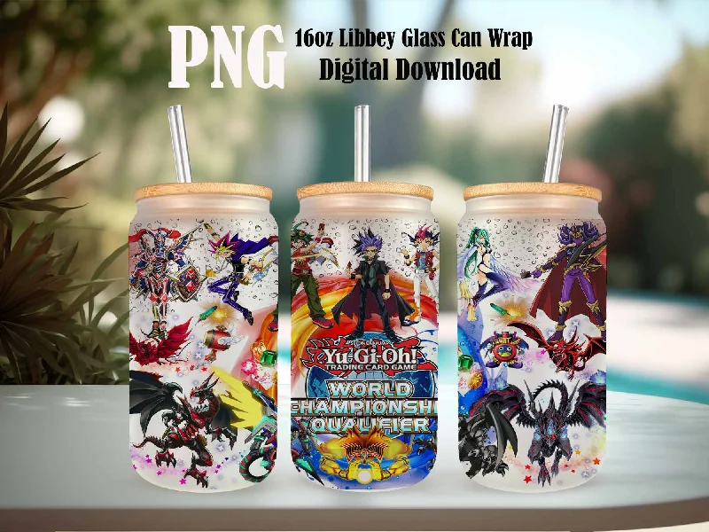 Travel Drinkware Offer Yu Gi Oh! Duel Monsters Glass Can,16oz Can Glass,16oz PNG, Duel Monsters Glass Can Digital Design, Movie Skinny 16oz Design, Instant Download
