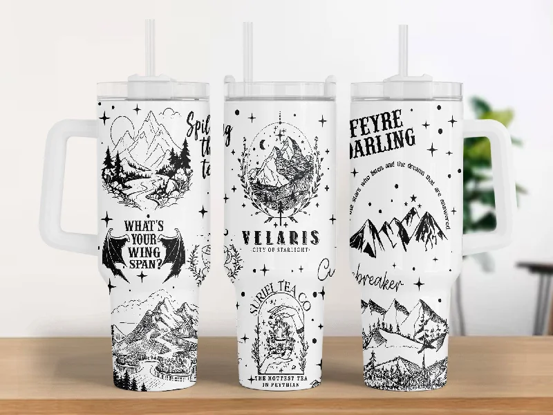 Drinkware Sale Velaris Laser Engraved 40oz Tumbler Svg, ACOTA R, Suriel Tea, City of Starlight Tumbler Wrap, Smut Book Engraved Svg, To Stars Night Court