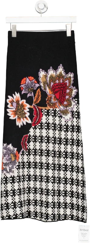 Holiday Glam Hayley Menzies Black Abstract  High Waisted Midi Skirt UK XS
