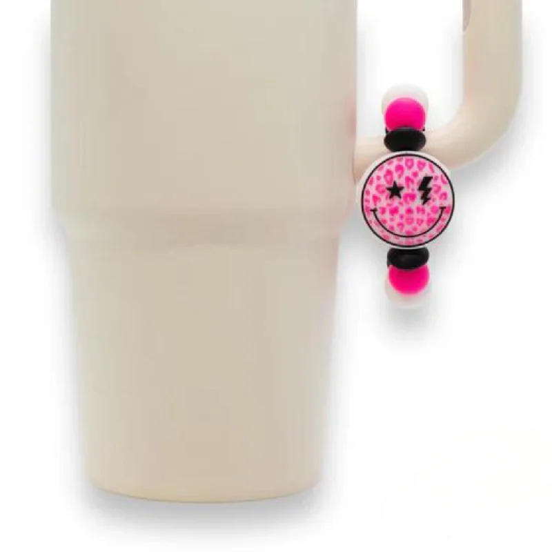 Imited-Time Drinkware Sale Neon Pink Smiley Face Tumbler Charm
