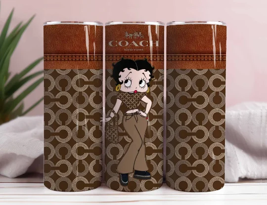 Green Drinkware Offer Cartoon 80s Tumbler, Bags Pattern Tumbler, Betty 20oz Skinny Tumbler, Sublimation Designs, Retro 80s cartoons Tumbler Wrap