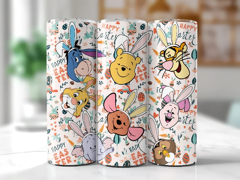 Travel Mugs Sale Pooh Easter Day Tumbler Wrap, Happy Easter Png, 20oz Pooh Tumbler Easter, Pooh and friends Easter Bunny Png, Pooh Spring Day, Easter Egg
