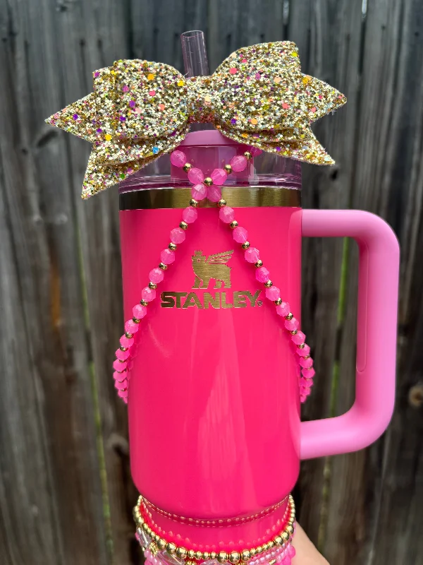 Reusable Drinkware Pink Parade Cup Necklace. Stanley Cup Accessories.