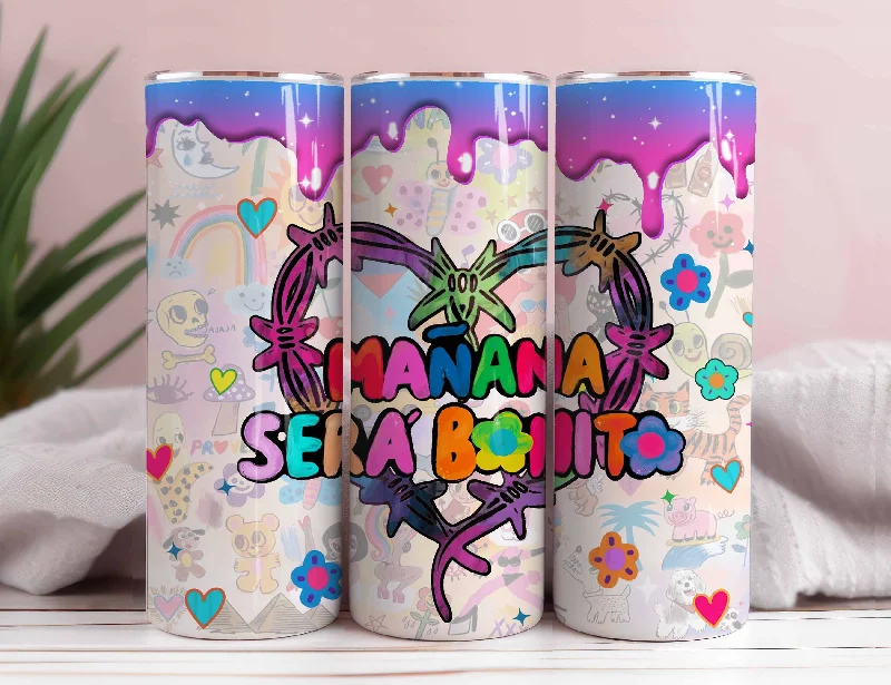 Premium Glassware Karol New Album Cover Mañana Será Bonito 20oz Sublimation Tumbler Wrap, Manana Sera Bonito Tumbler Wrap PNG, Karol G Tumbler Wrap