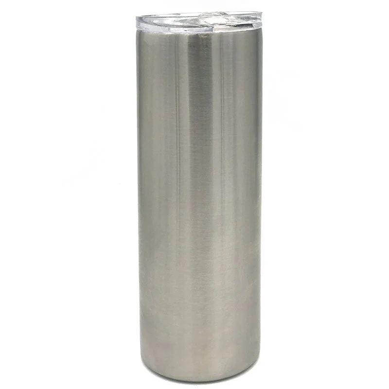 Buy Drinkware Bundle 20 oz Straight Skinny Stainless Steel Insulated Blank Tumblers, White or Silver