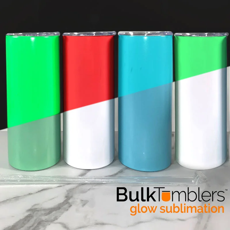 Drinkware Discounts 20oz SKINNY Sublimation Tumbler - Straight Skinny Glow-in-the-Dark