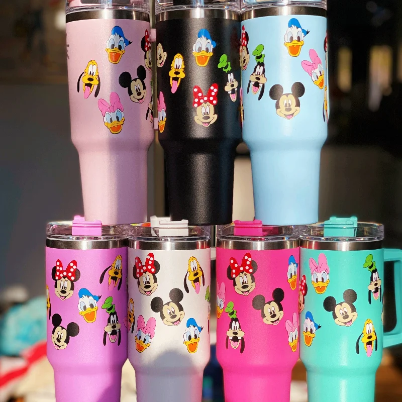 Christmas Drinkware Sale Sensational Six Character Faces on 40 oz Quencher Inspired Stainless Steel Tumbler
