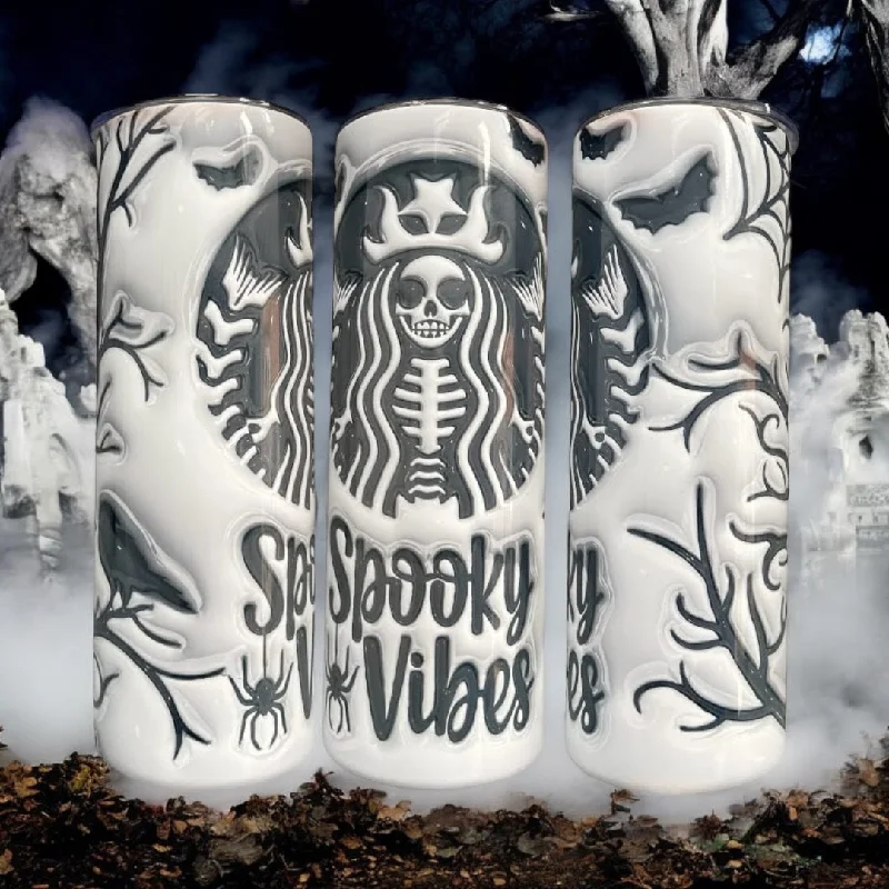 Portable Drinkware Spooky Vibes with 3D Bubble Effect 20/30oz Insulated Skinny Tumbler