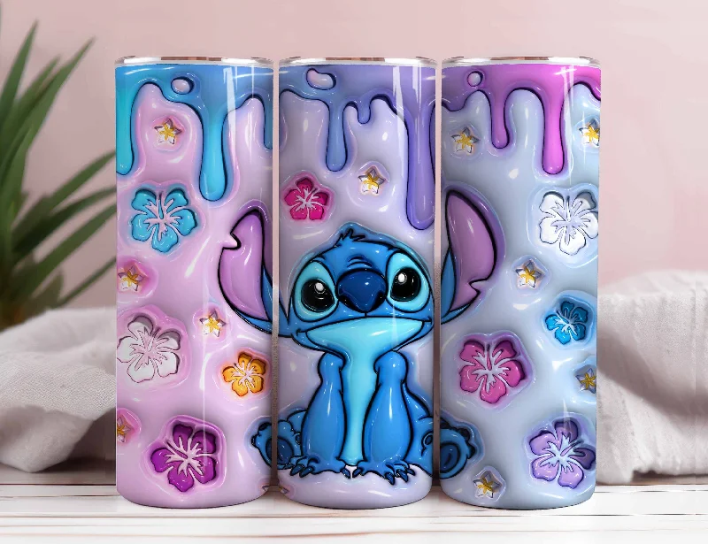 Exclusive Drinkware Sale Inflated Stitch Tumbler Design Png 3D Stitch Tumbler Wraps 20oz Skinny Sublimation Digital Downloads 3D Puffy Stitch Design Sublimation Png