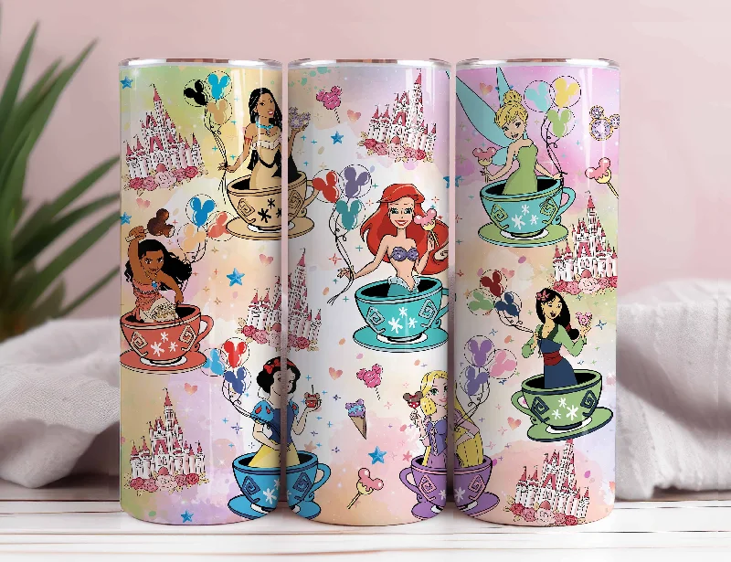 Drinkware Gift Set Princess Tumbler Wrap, 20oz Skinny Tumbler, Princess Tumbler, Cartoon Tumbler Wrap, Magic Castle, Balloon Png, Tumbler Print