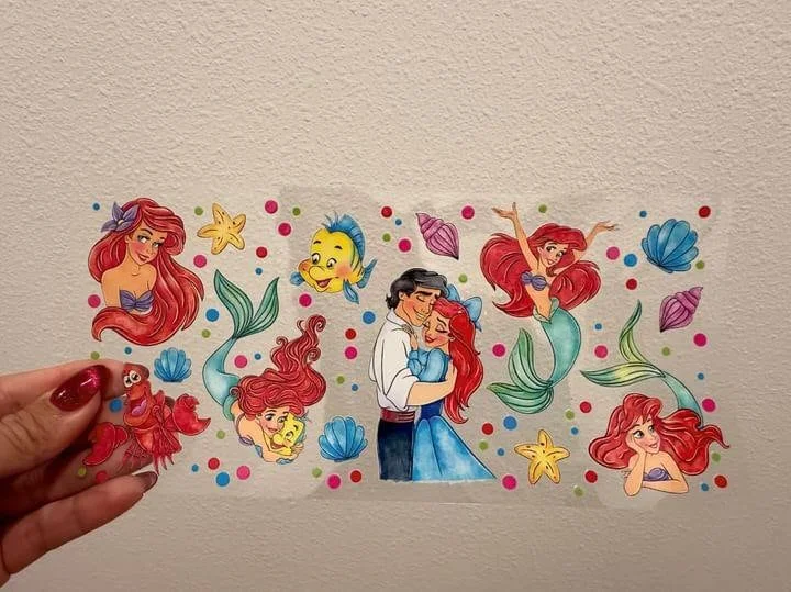 Drinkware Bundle Offer Disney The Little Mermaid UV DTF Wrap Transfer 16oz | No Heat Needed | Waterproof | Permanent Adhesive