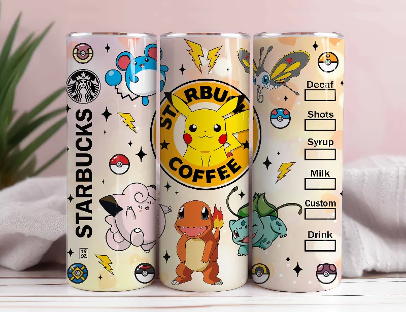 New Year Drinkware Offer Cartoon Tumbler Wrap, Pokemon 20oz Sublimation Straight, Skinny Tumbler Design Wrap, PokemonTumbler Wrap, Tumbler Wrap, Png Instant Download