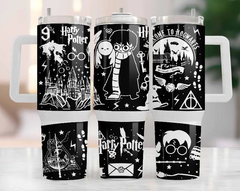 Insulated Mugs Offer Harry Potter Halloween 40oz Tumbler PNG, Hogwarts Alumni, Magic Wand Symbol, Wizardy Houses