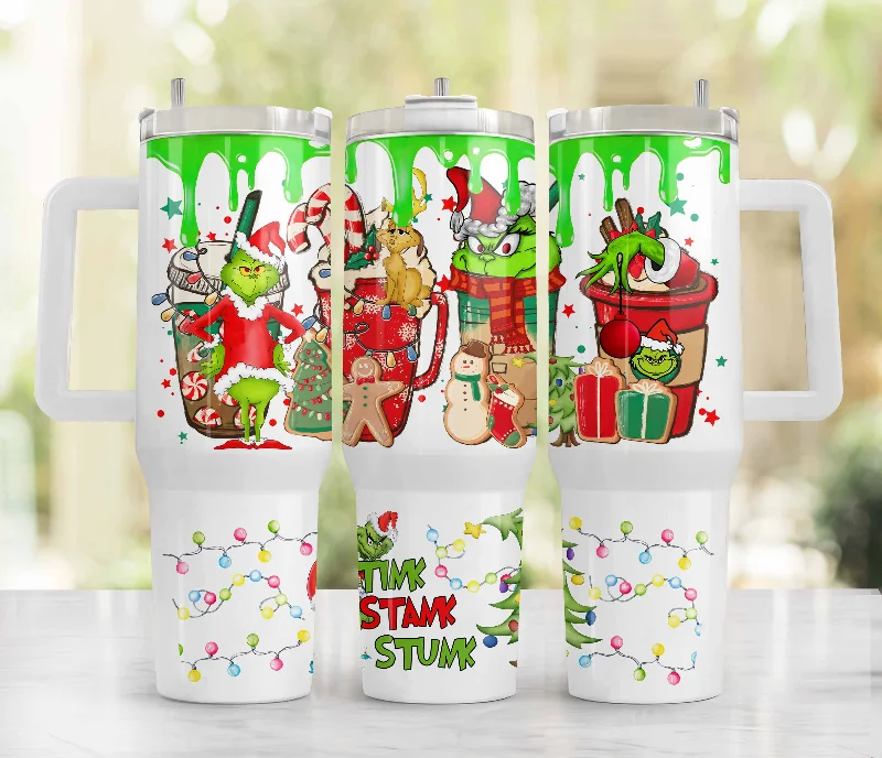 Insulated Tumblers Christmas Tumbler Sublimation Designs, 40oz Handle Tumbler Wrap, Cartoon Funny Christmas Design, Merry Christmas Png, Christmas Tumbler