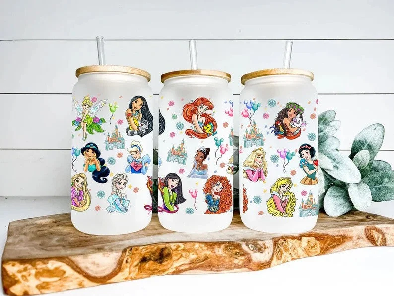 Seasonal Drinkware Sale Princess Tumbler, Princess Glass Wrap, 16oz Glass Can Png, Libbey Can Glass 16oz, Funny Princess Tumbler, Princess Png, Princess Images