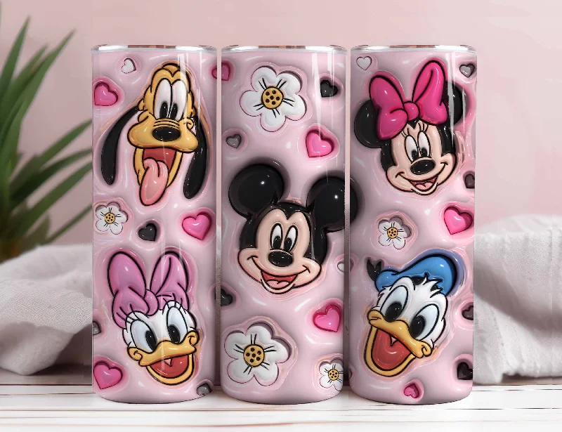 Premium Drinkware Sets Inflated Cartoon Tumbler Design Png 3D Tumbler Wraps 20oz Skinny Sublimation Digital Downloads 3D Puffy Stitch Design Sublimation Png