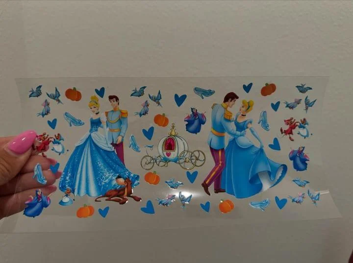 Drinkware Sale Disney Cinderella Glass Slipper UV DTF Wrap Transfer 16oz | No Heat Needed | Waterproof | Permanent Adhesive