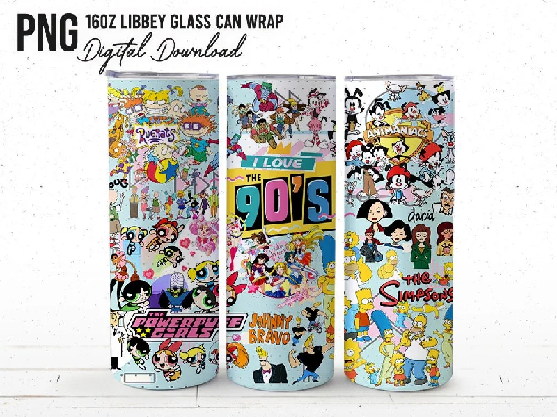 Unique Drinkware Gifts Cartoon Tumbler Wrap, 20oz Cartoon Movie Tumbler, 90s Baby Tumbler Wrap, Full Tumbler Wrap, Cartoon Png, 90s Cool Kids Cartoon Tumbler