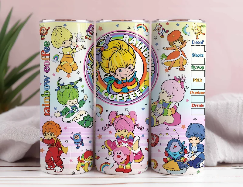 Tumbler Offers Cartoon 80s Tumbler, 80s cartoons png, rainbow girl 20oz Skinny Tumbler, Rainbow Brite Tumbler Wrap Png, Retro 80s cartoons Tumbler Wrap